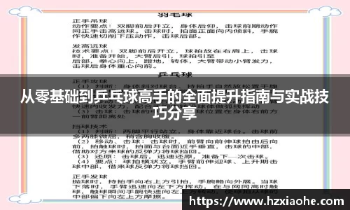 从零基础到乒乓球高手的全面提升指南与实战技巧分享