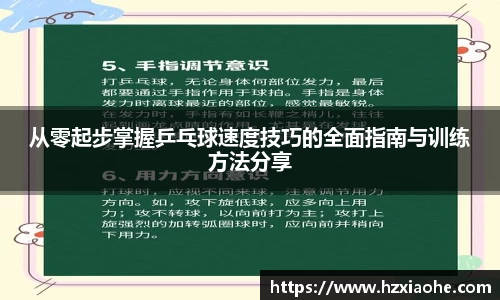 从零起步掌握乒乓球速度技巧的全面指南与训练方法分享