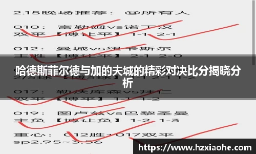 哈德斯菲尔德与加的夫城的精彩对决比分揭晓分析